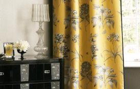 Etchings And Roses Empire Yellow Curtain